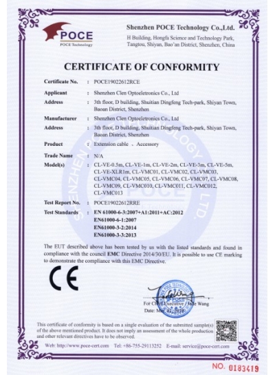 Cables CE certifications